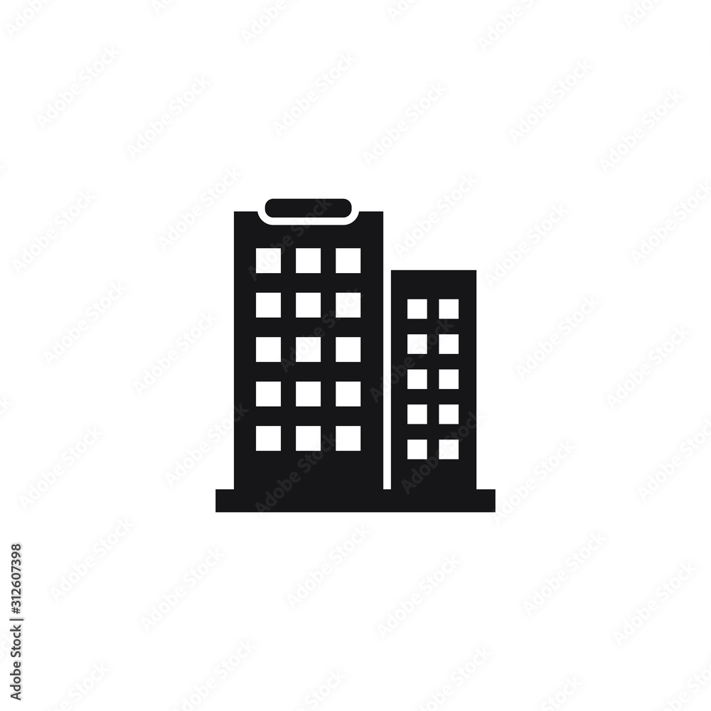 Office building sign icon in flat style. vector illustration