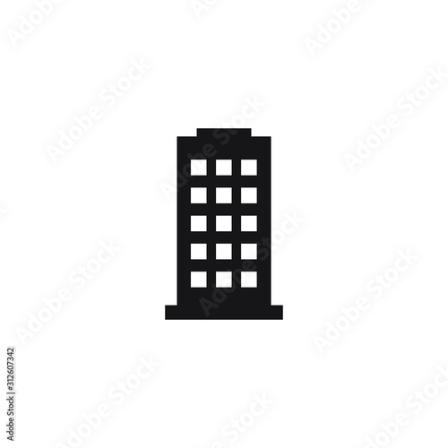 Office building sign icon in flat style. vector illustration