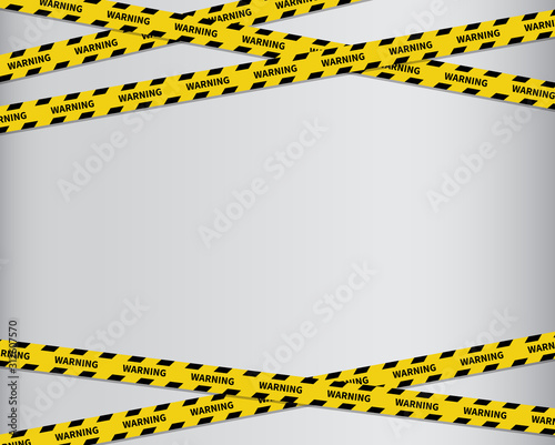 Warning tape. Black and yellow line striped. Vector illustration