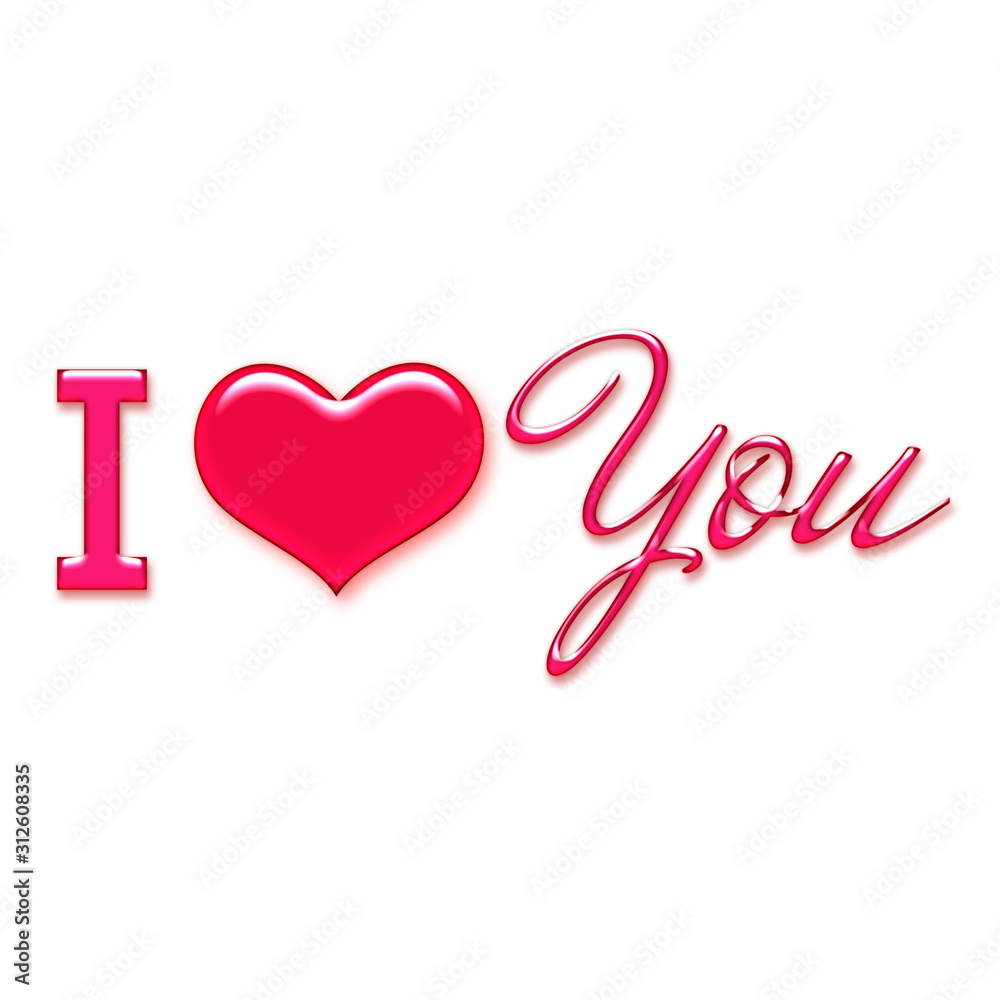 298 I Love You logo - 3d text writing