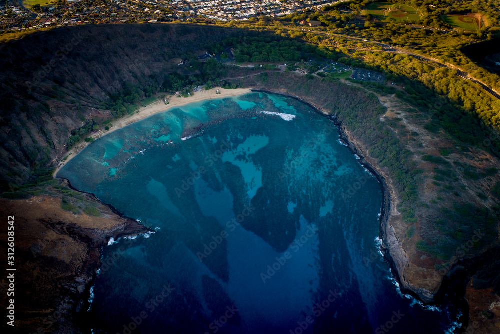 Coastline of Oahu and nearby islands
