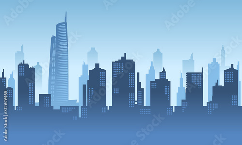 Almas City Tower vector Background with many buildings inside