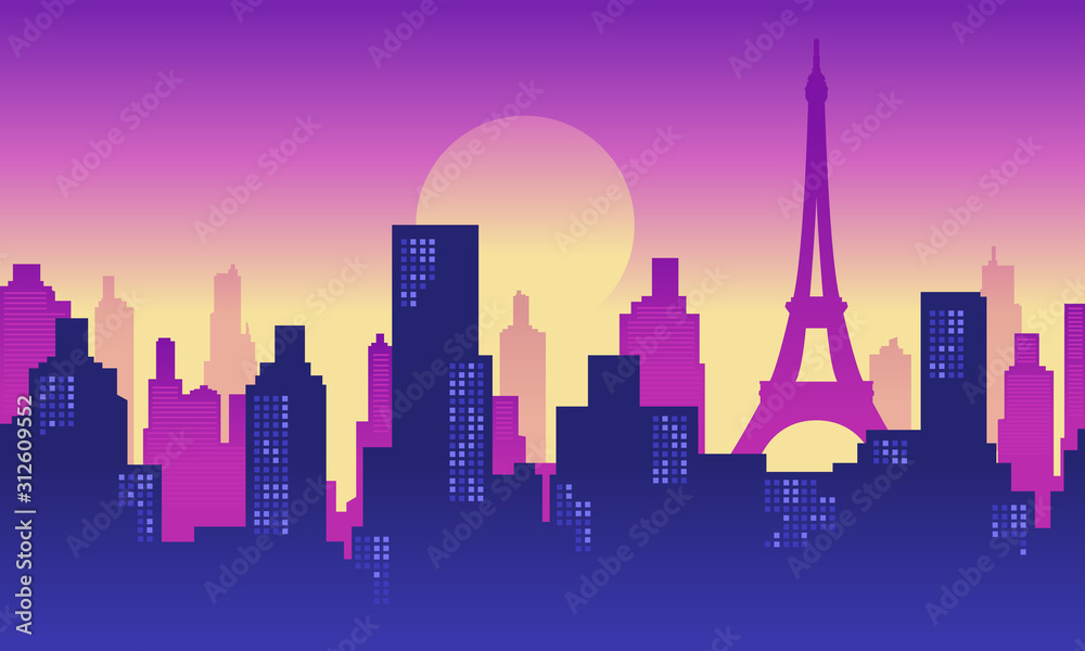 Fototapeta premium Background Paris City Building with beautiful sky