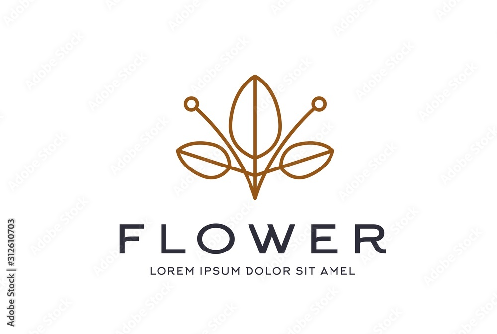 Abstract premium gold linear leaf icon design vector graphics