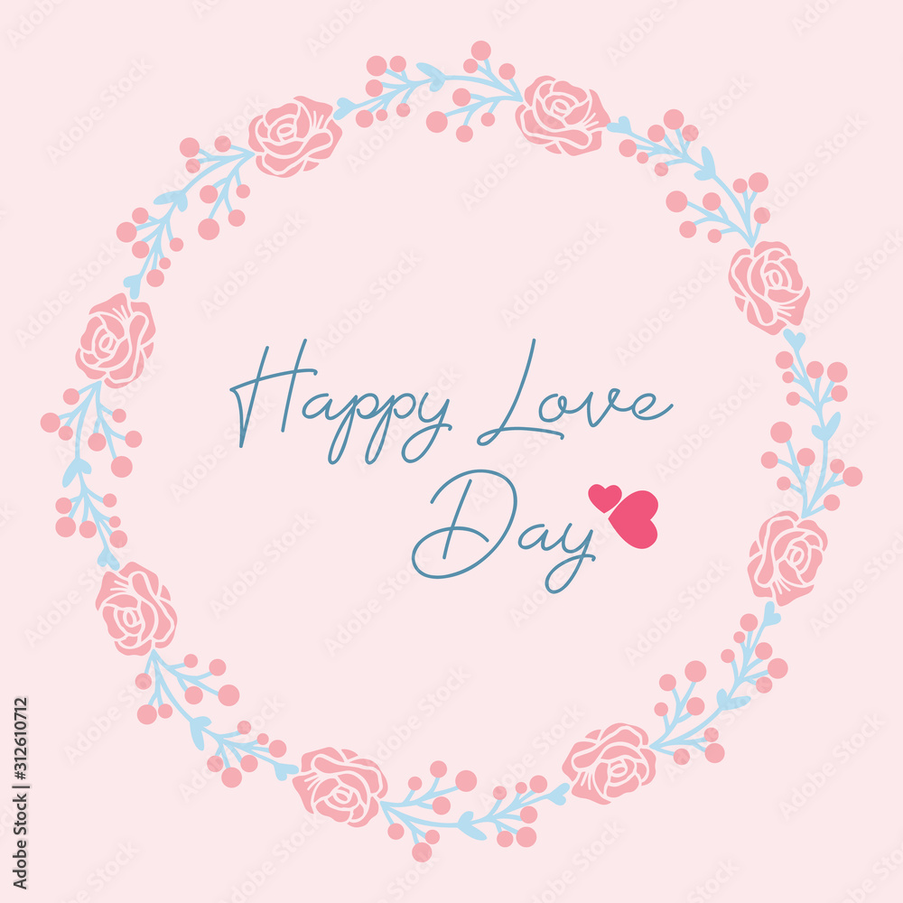 Simple Shape of leaf and flower frame, for seamless happy love day invitation card design. Vector