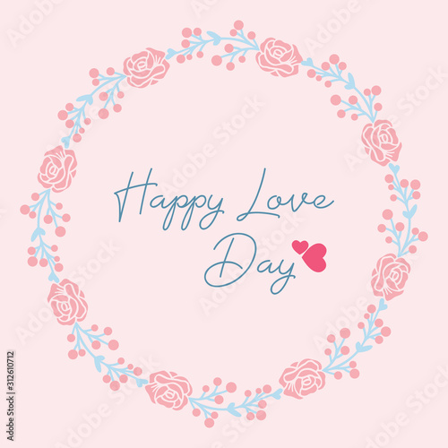 Simple Shape of leaf and flower frame, for seamless happy love day invitation card design. Vector