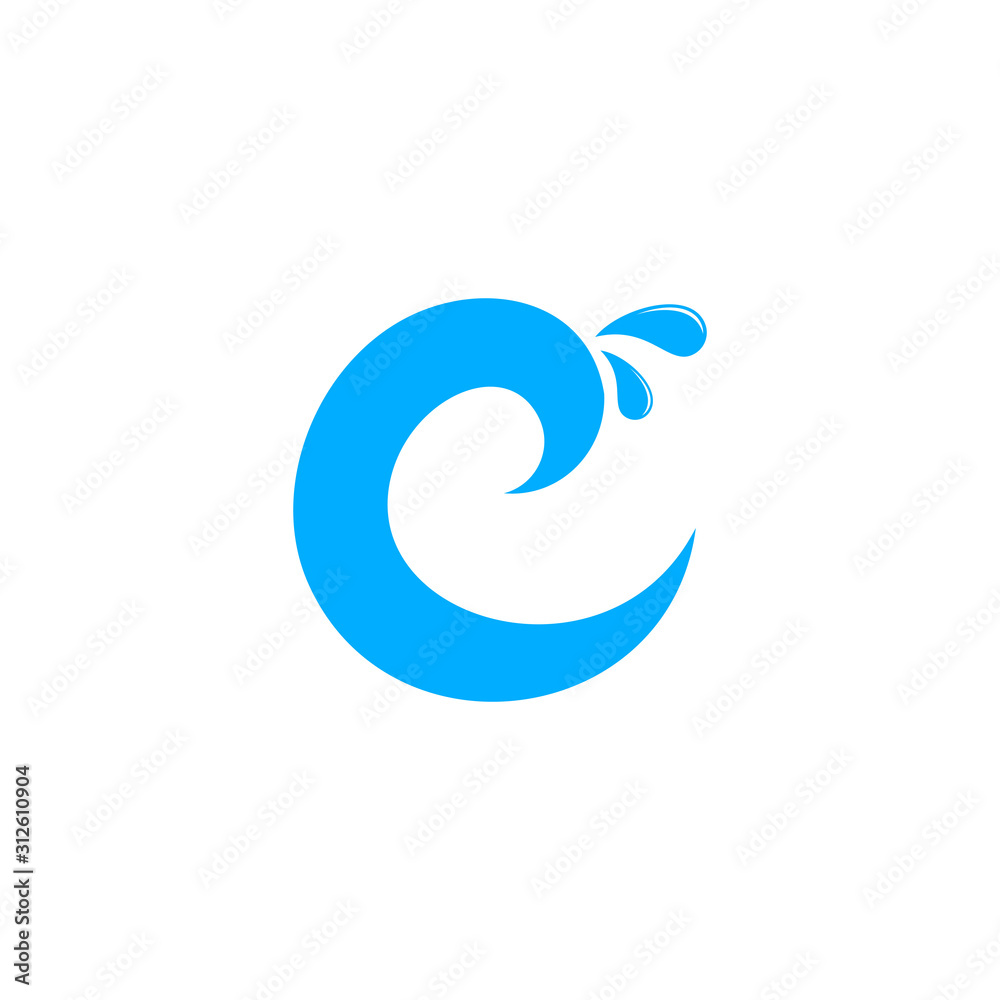letter c swirl water splash design logo vector letter c swirl water splash design logo vector