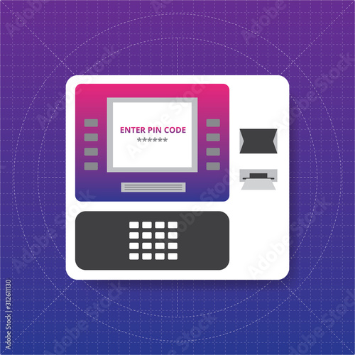 ATM machine colorful icon