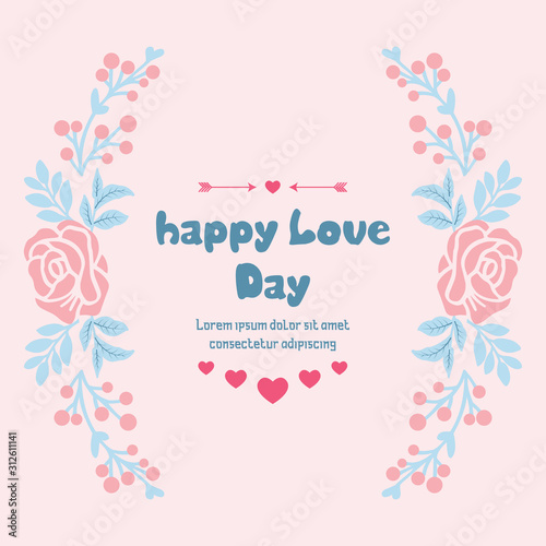 Romantic decorative of leaf and flower frame, for elegant happy love day invitation card template design. Vector © StockFloral