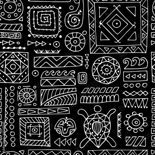 Ethnic handmade ornament. Seamless pattern for your design. Polynesian style
