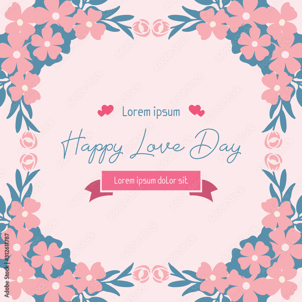 Elegant frame with leaf and flower, for seamless happy love day invitation card design. Vector