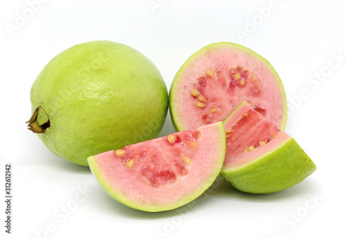 Delicious guava fruit on white background
