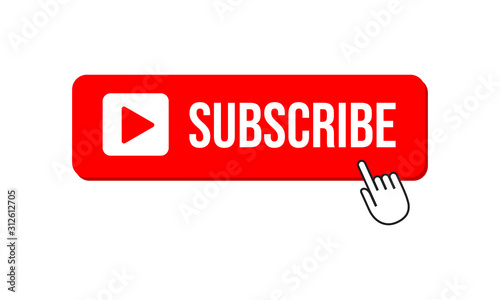 Subscribe button color with arrow cursor. Vector illustration