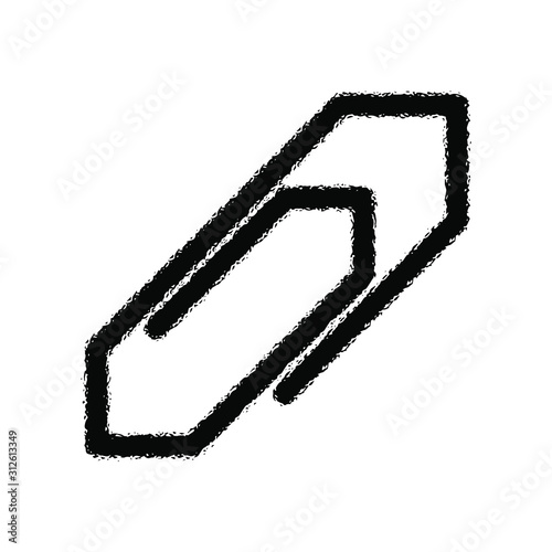 Black Paper clip office supply in distort style