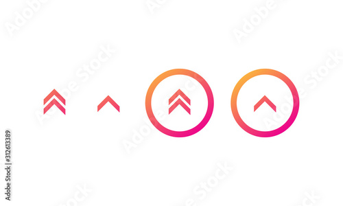 Swipe up, arrow up buttons colorful gradient. Text swipe up. Social media concept. Vector illustration. 