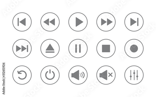 Media player control icon. Play button icon. Vector illustration. on white background