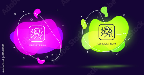 Line Gear shifter icon isolated on black background. Transmission icon. Abstract banner with liquid shapes. Vector Illustration