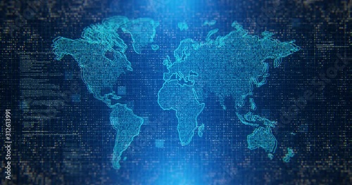 Hi-tech data matix map. Motion Graphics render element.