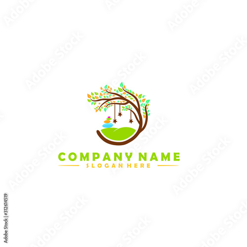 Tree life kids logo template