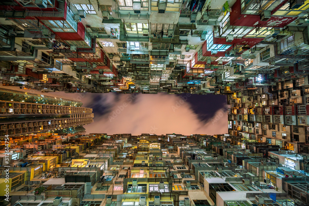 old apartment in Hong Kong at night