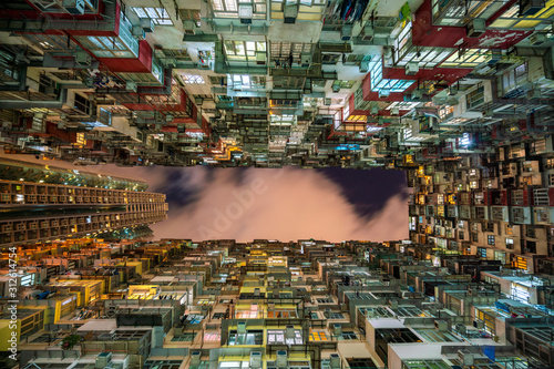 old apartment in Hong Kong at night © tuastockphoto