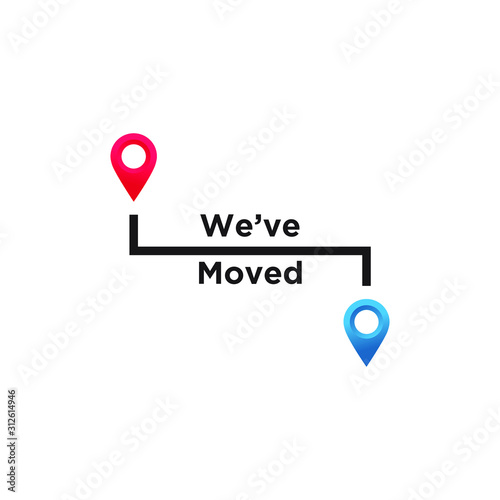 we've moved minimal icon with pin. Moving office sign. vector illustration