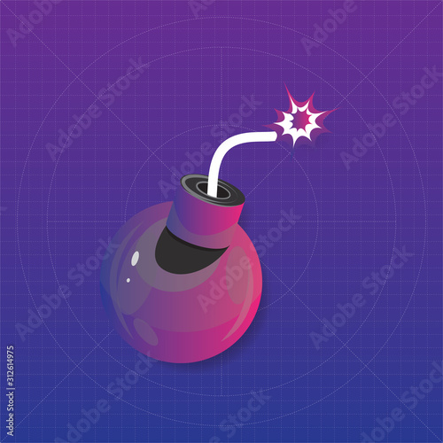 Retro bomb colorful icon