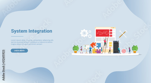 system integration technology for website template or landing homepage banner - vector