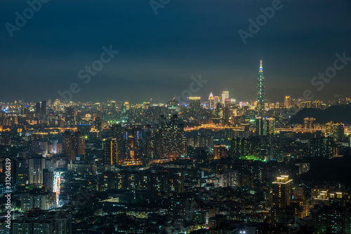 Taipei  Taiwan city skyline at night