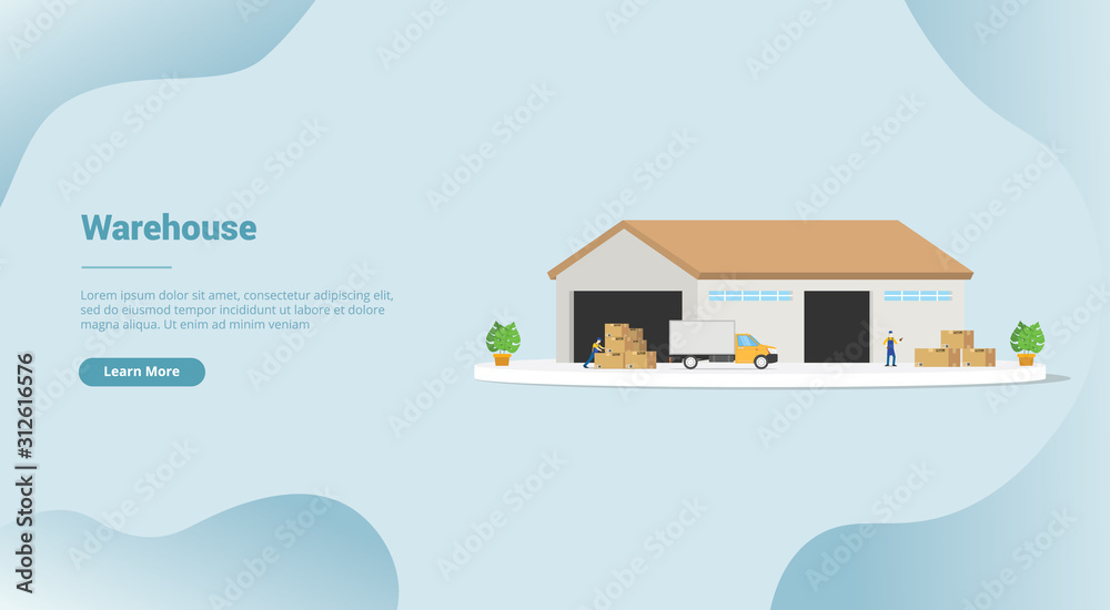 warehouse goods industry for website template or landing homepage banner - vector