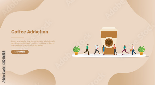 coffee lover or addiction for website template or landing homepage banner - vector