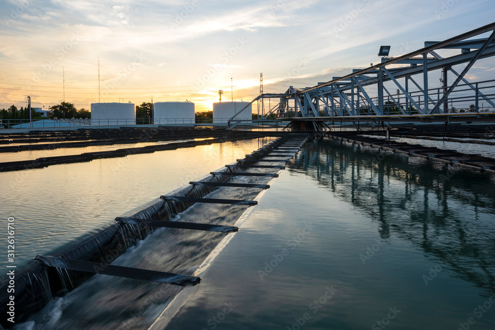 Obraz premium Water Treatment Plant with sunrise