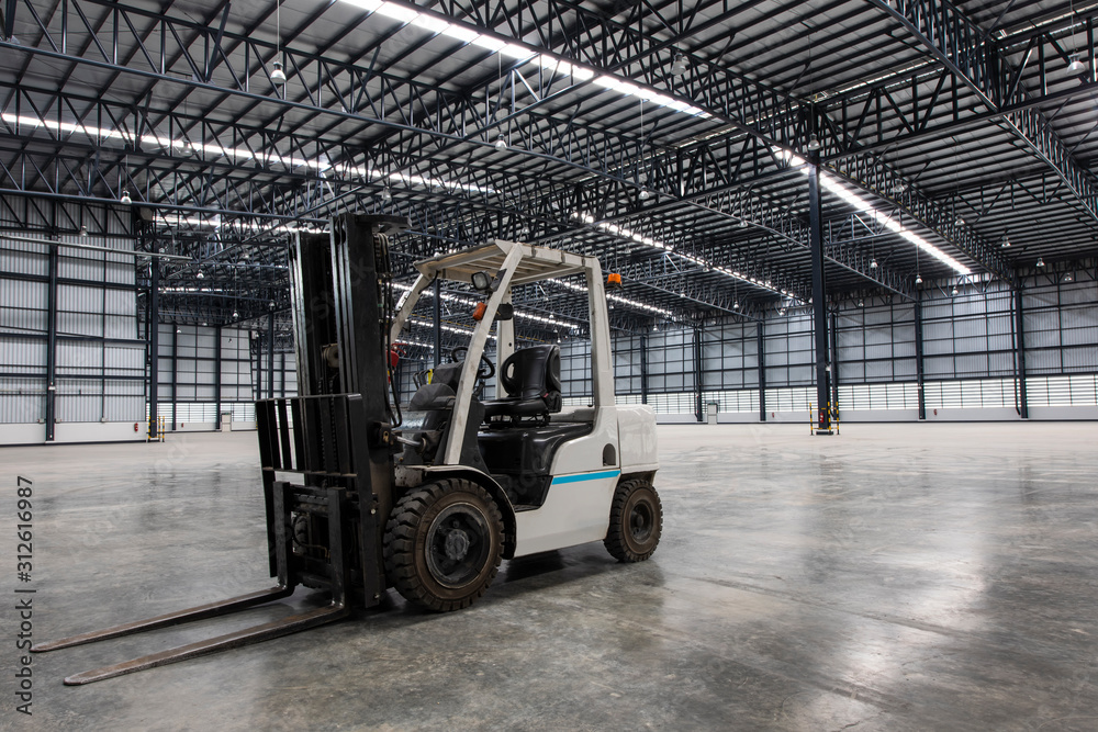 forklift in a modern warehouse