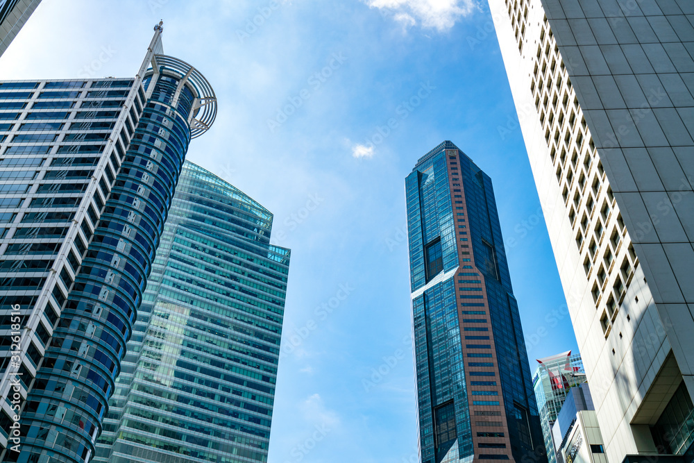 Singapore, 21 April 2017 : Exterior of Singapore central business district a central of Asia financial