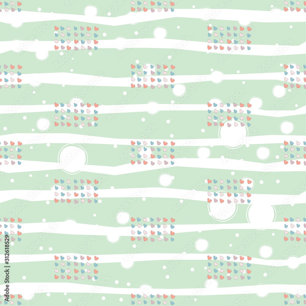 Seamless pattern, hand drawn hearts in brush organised into rectangles. Seamless pattern, hand drawn hearts in brush organised into rectangles.
