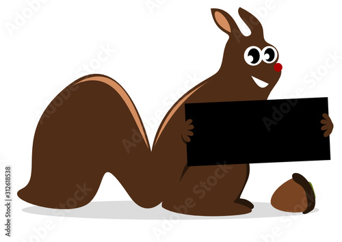 Eichhörnchen mit Schild