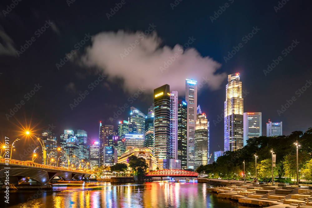 Naklejka premium Singapore CBD, Singapore, 20 January 2019 : Singapore Central business district a central of financial and stock market business in Asia