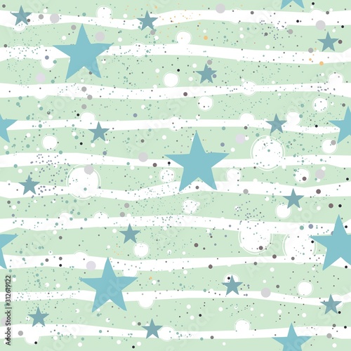 Creative Hand Drawn Seamless Pattern with Stars.