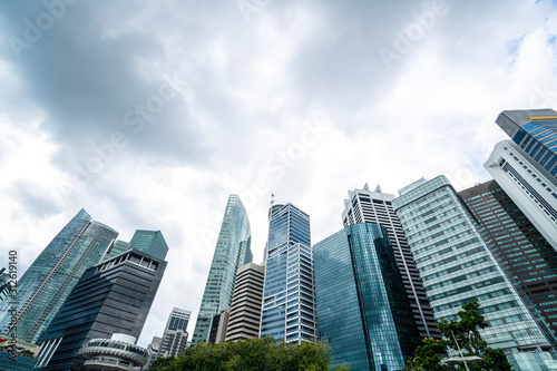 Singapore central business district with dramatic cloud in early morning © tuastockphoto