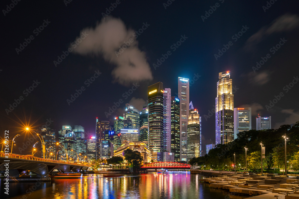 Singapore, 21 January 2019 : Financial bank building in central business district of Singapore country a center of southeast asia business