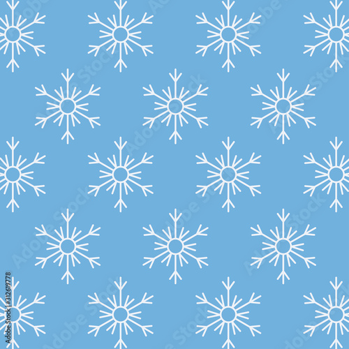 Blue and white snowflakes background of winter season vector design