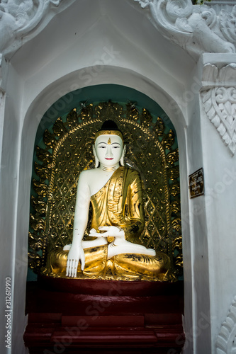 Myanmar Buddha statue in the temple.