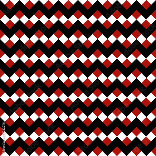 Abstract black and red geometric zigzag texture. Vector illustration.