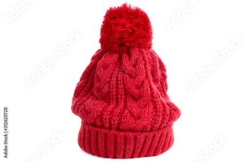 Red winter bobble ski hat