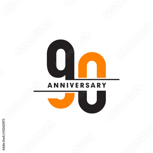 90th celebrating anniversary emblem logo design vector illustration template