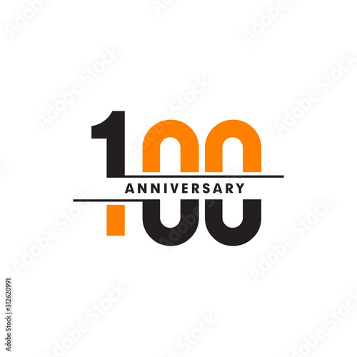 100th celebrating anniversary emblem logo design vector illustration template