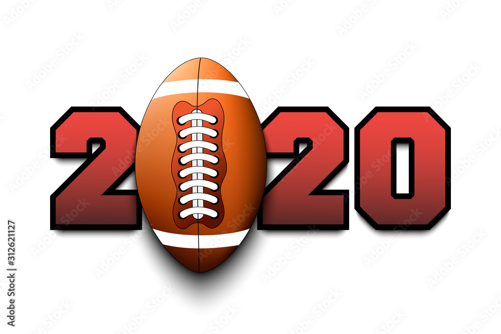 New Year numbers 2020 and football ball New Year numbers 2020 and football ball
