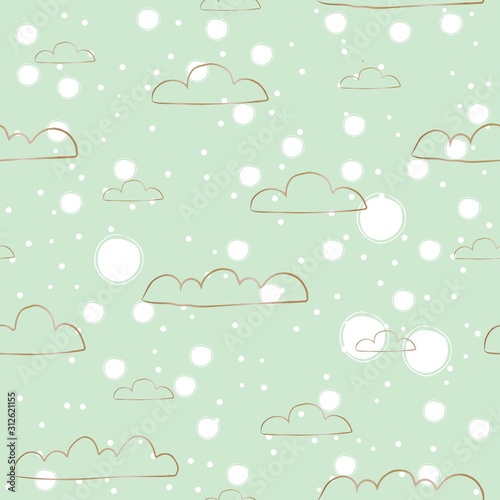 Seamless background with golden raining clouds