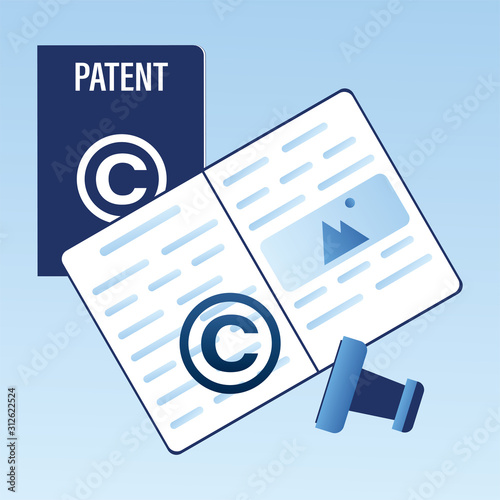 Registration Copyright Patent Copyright. Patent Office, Bureau banner. Legal consultation. Intellectual property defence.