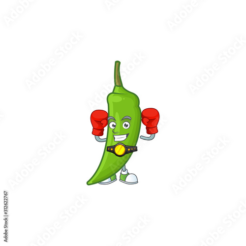 Funny Face Boxing green chili cartoon character design